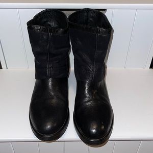 Vera Wang Black Leather and Suede Ankle Boot